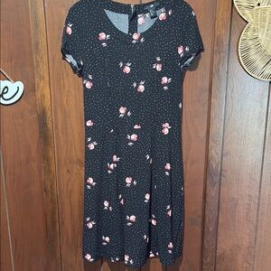 H&M Blue A-line Mini Dress with Crew Neck